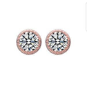Genevive 18k rose gold over silver CZ studs
